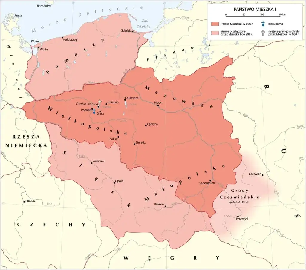 Mapa Europy 966 rok chrzest Polski